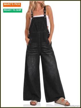 Cicy Bell Womens Bib Denim Overalls Adjustable Straps Flared Jean Jumpsuit